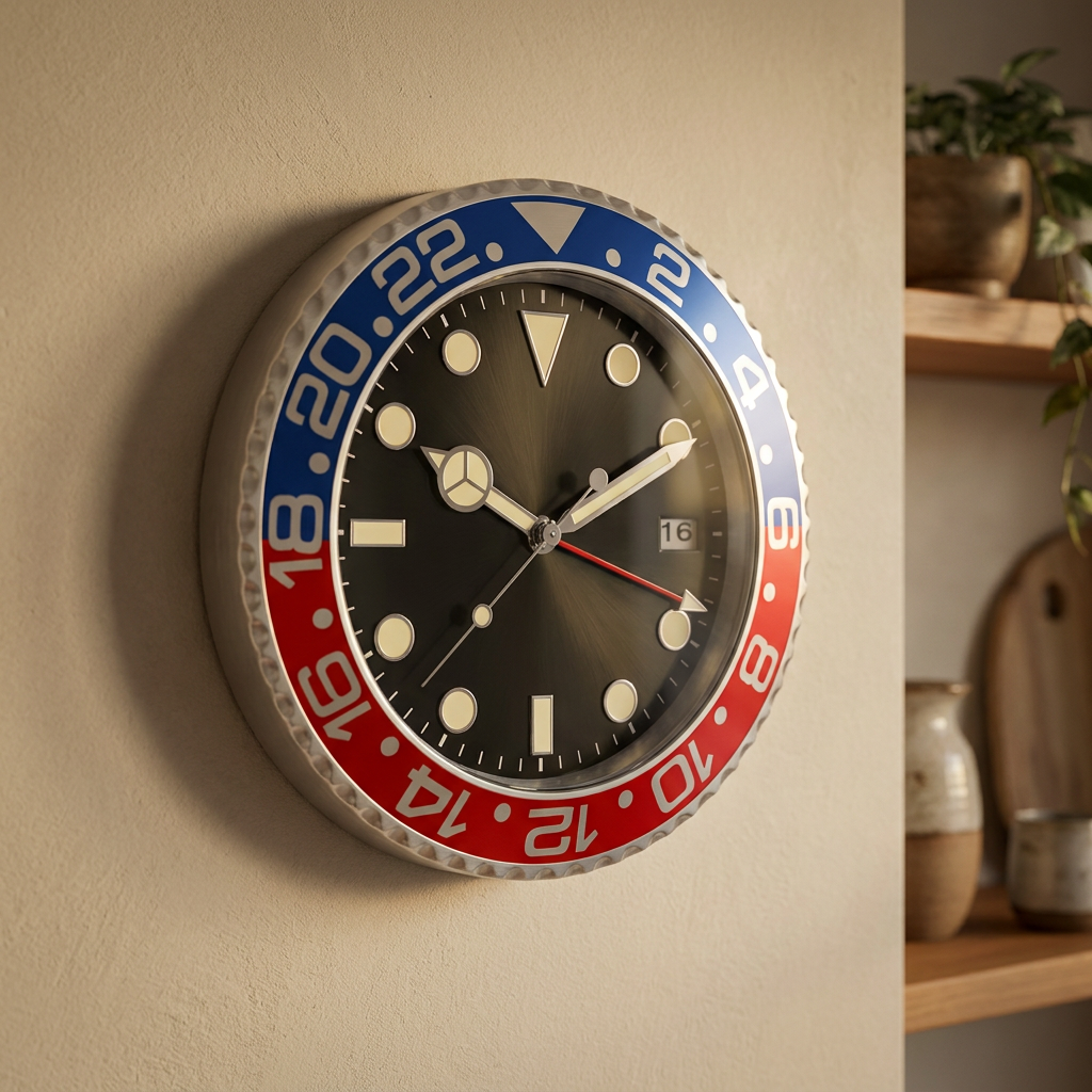 Sunburst Wall Clock - red-blue - warm scene