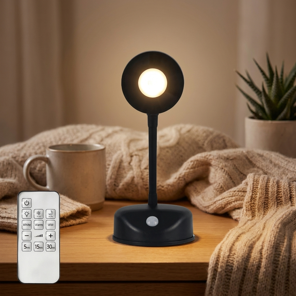Motion Sensor Night Light - Black with remote - warm scene