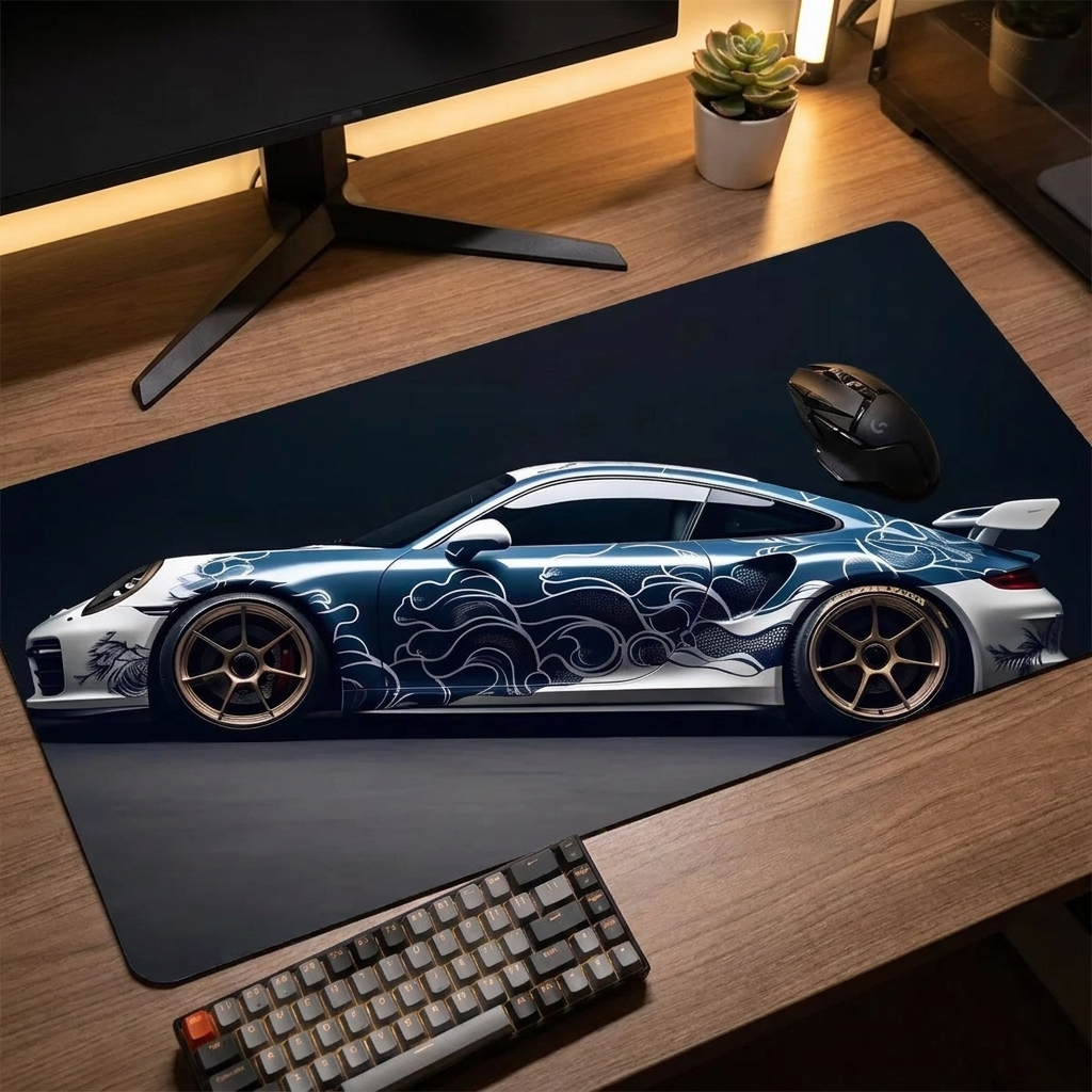 XXL Sports Car Mouse Pad - Car 6 - desk scene