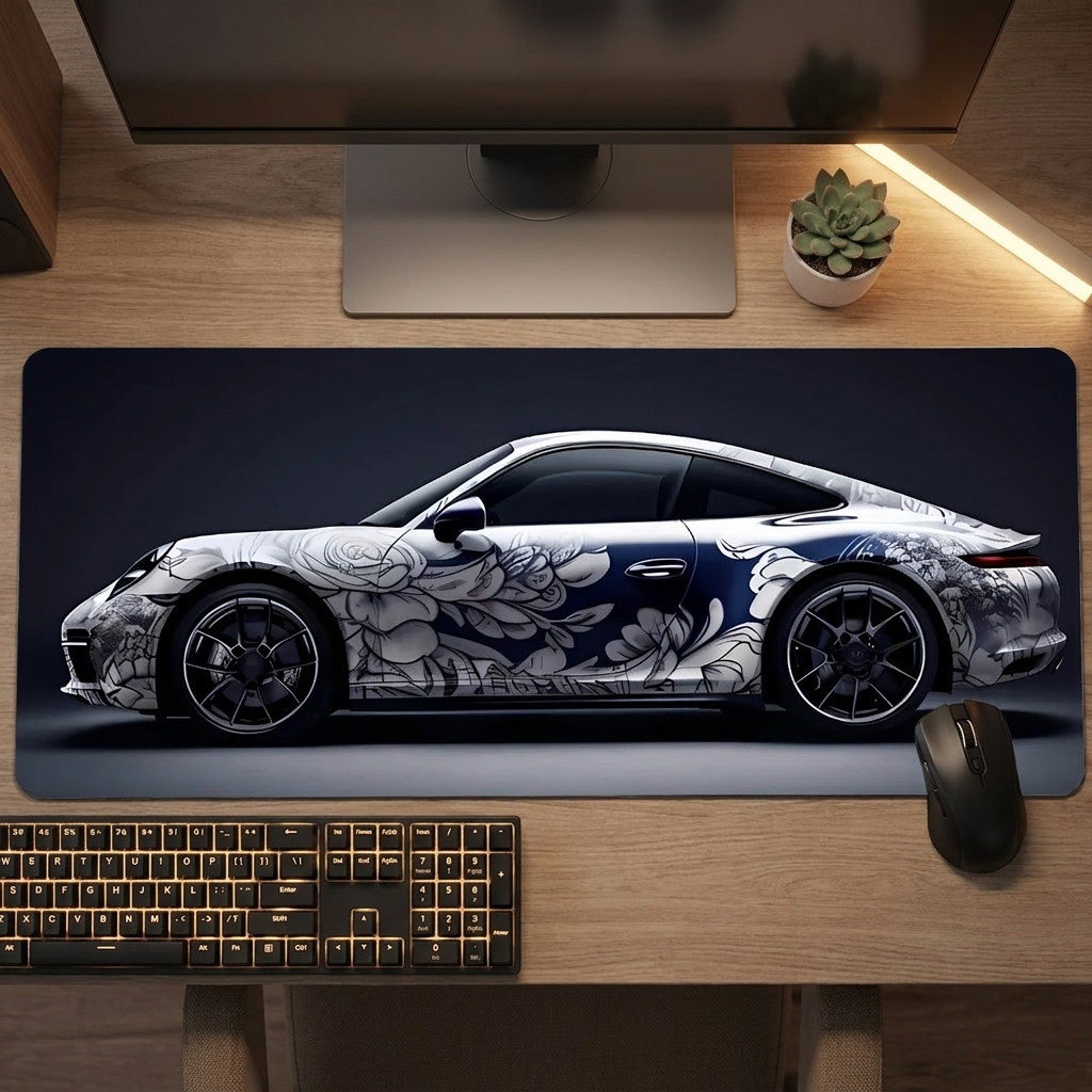 XXL Sports Car Mouse Pad - Car 3 - desk scene