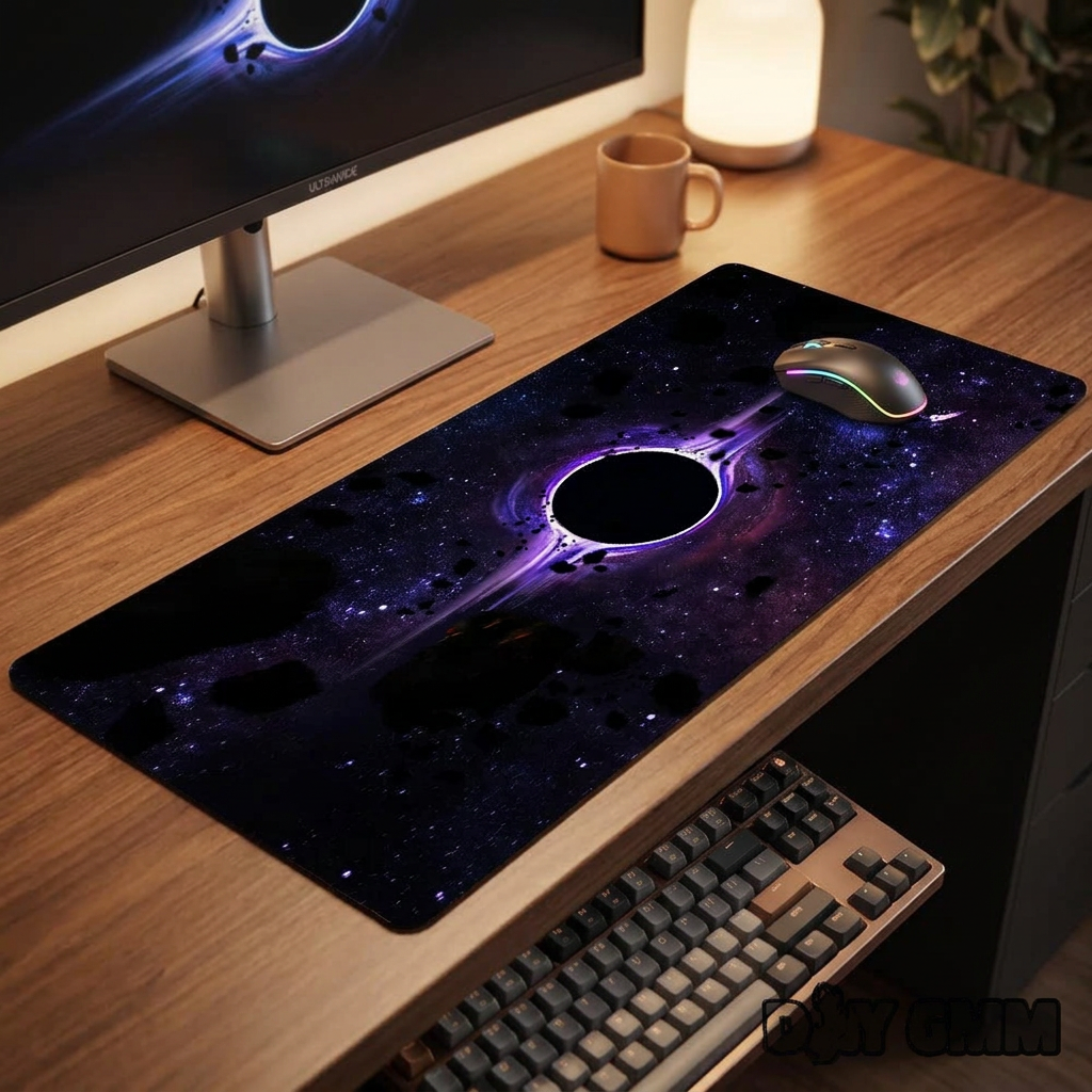 Cosmic Black Hole Mouse Pad - design 3 - desk scene