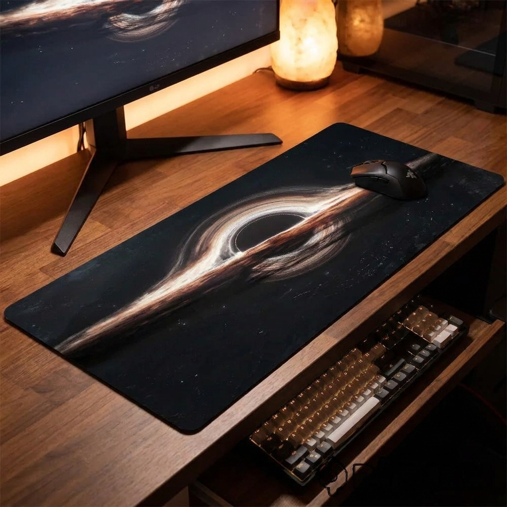 Cosmic Black Hole Mouse Pad - design 2 - desk scene