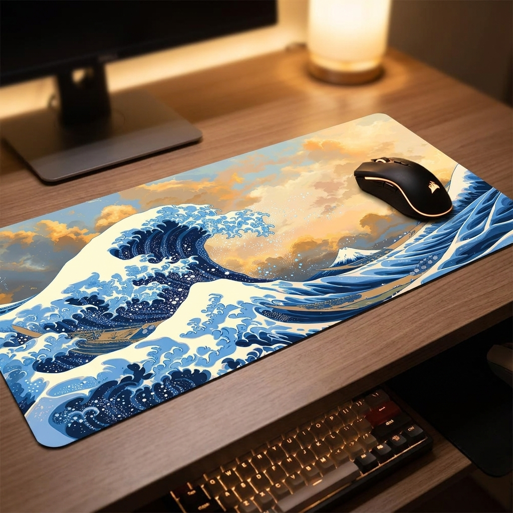 Great Wave Mouse Pad - FF06509 - desk scene