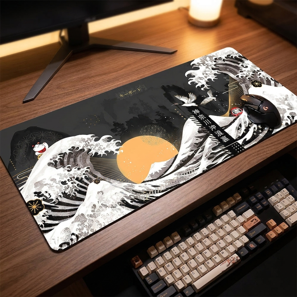 Great Wave Mouse Pad - FF06505 - desk scene