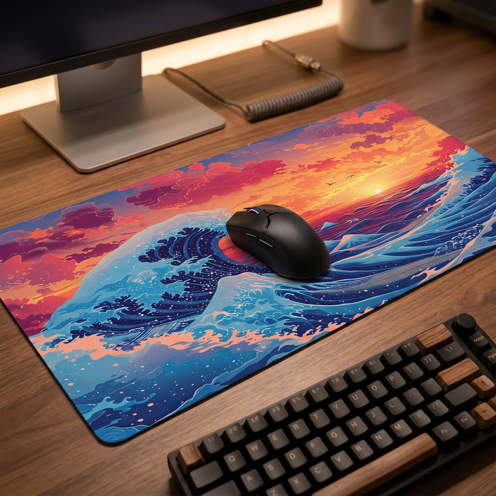 Great Wave Mouse Pad - FF06510 - desk scene