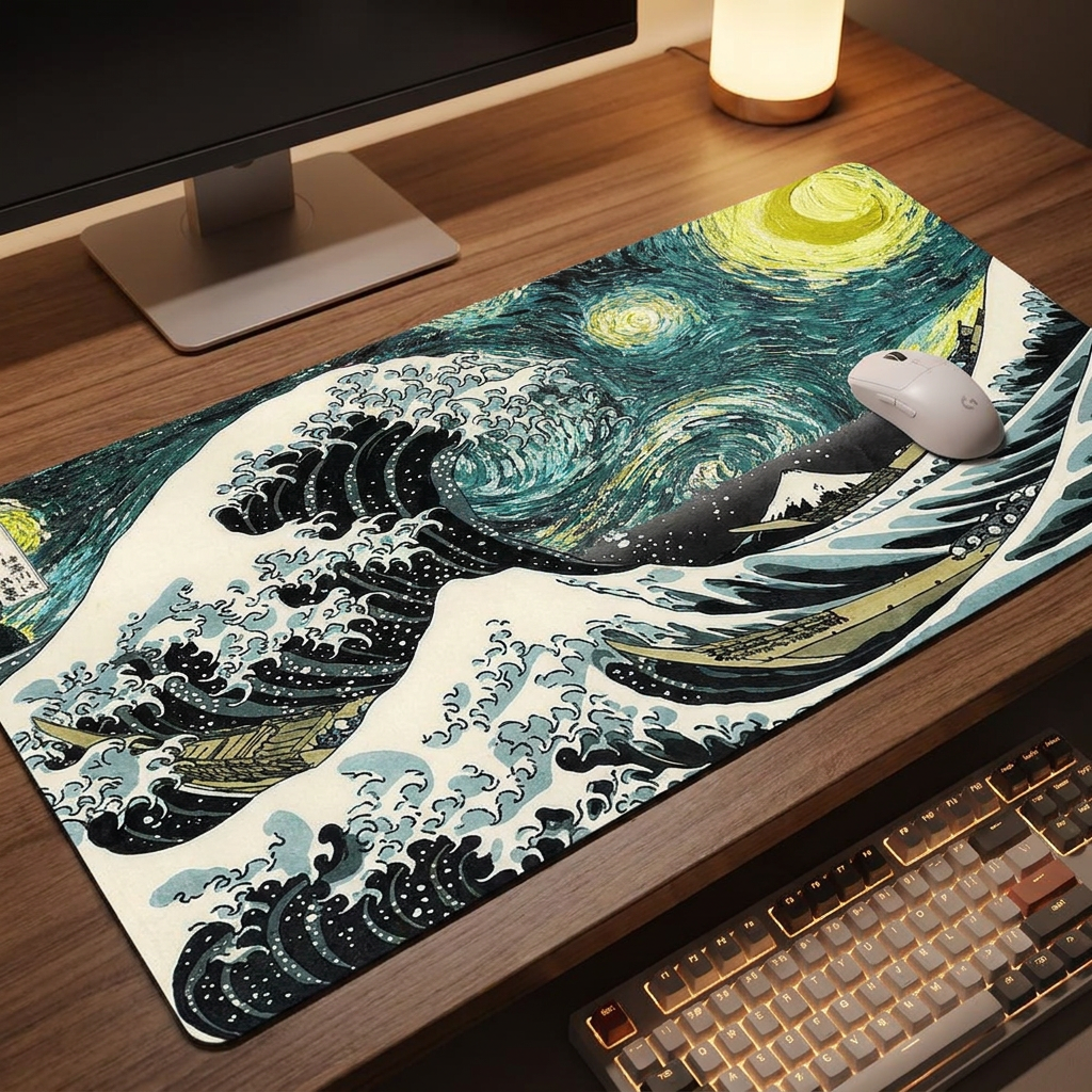 Great Wave Mouse Pad - FF06504 - desk scene