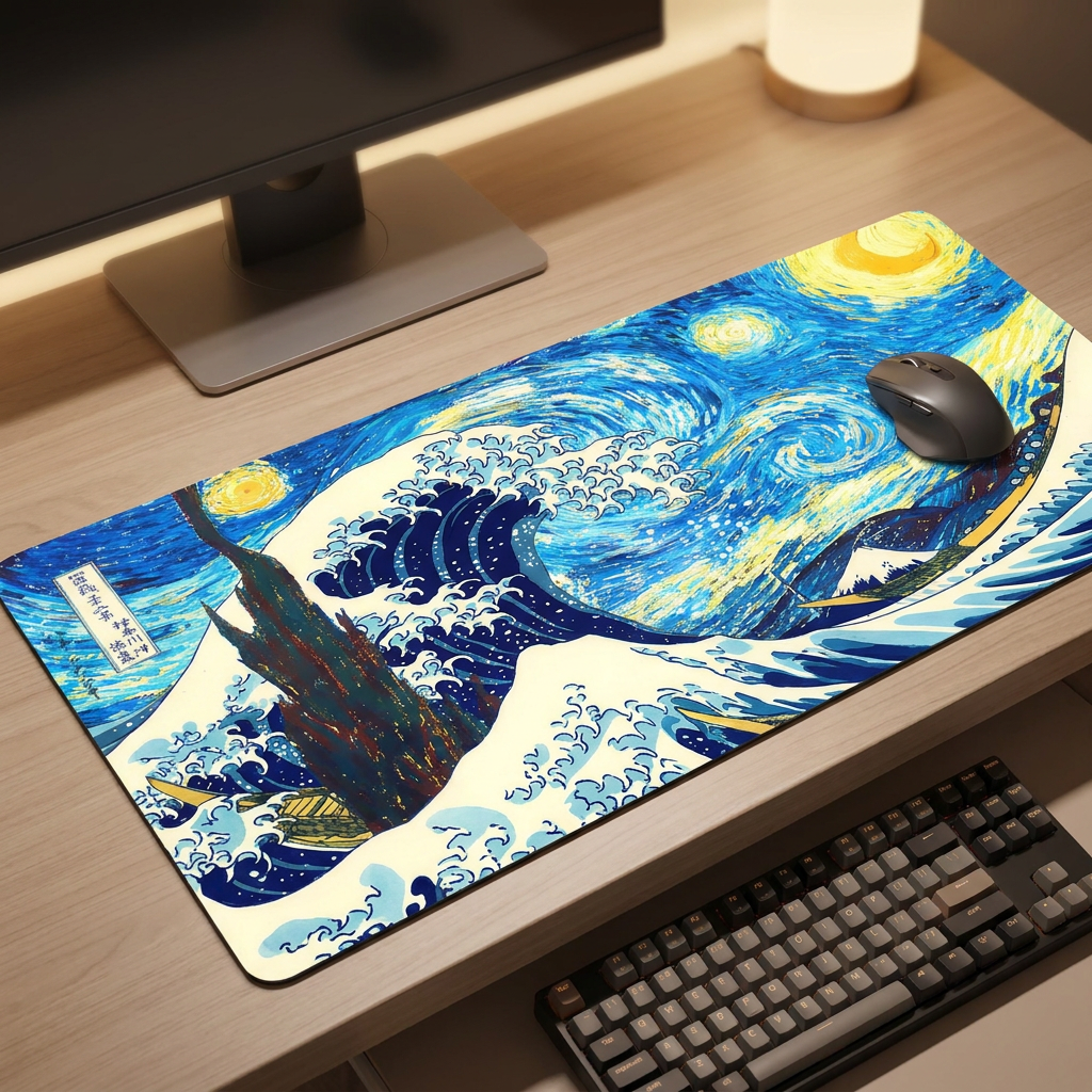 Great Wave Mouse Pad - FF06508 - desk scene