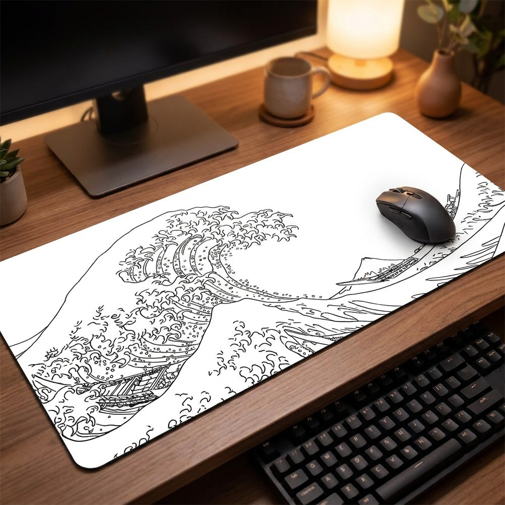 Great Wave Mouse Pad - FF06503 - desk scene