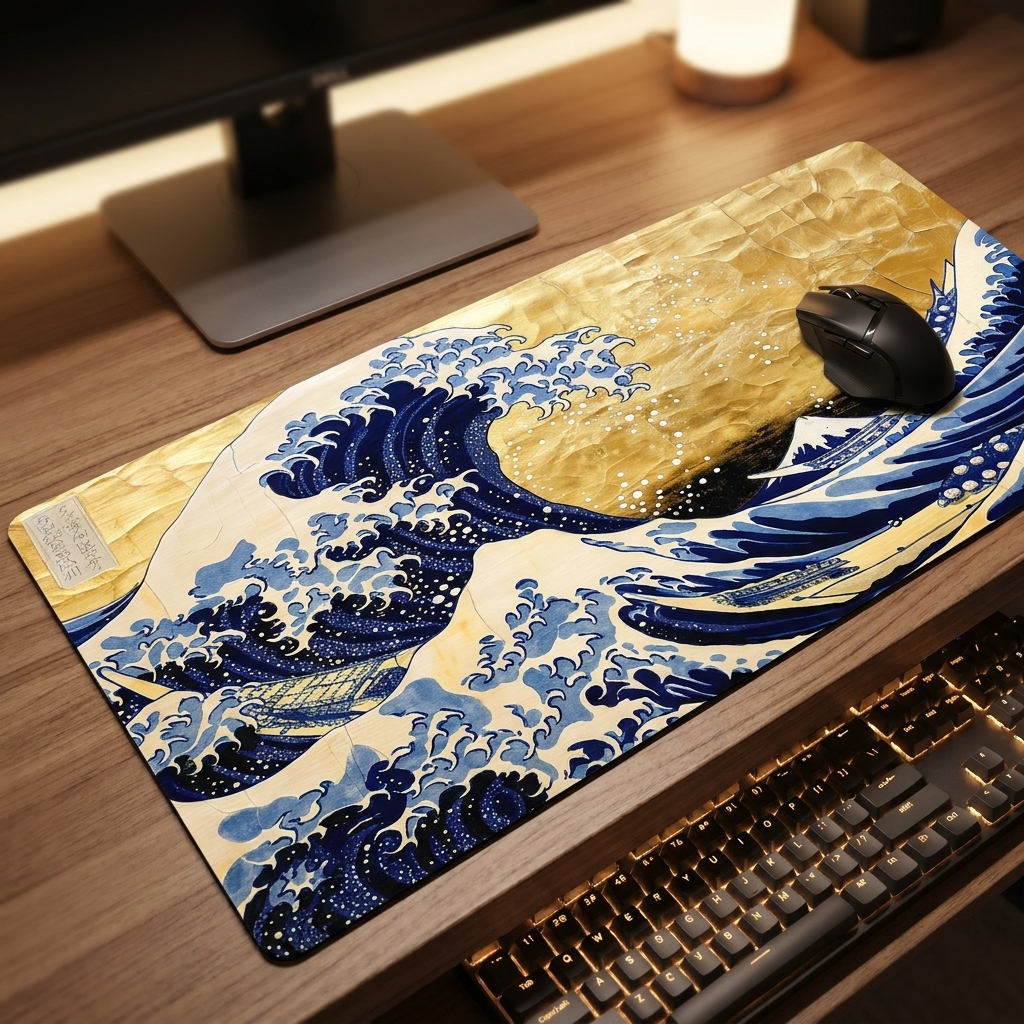 Great Wave Mouse Pad - FF06514 - desk scene