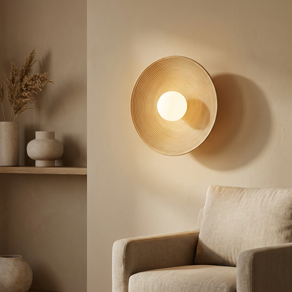 Nordic Wabi-Sabi Wall Lamp - 20cm Wood - warm scene