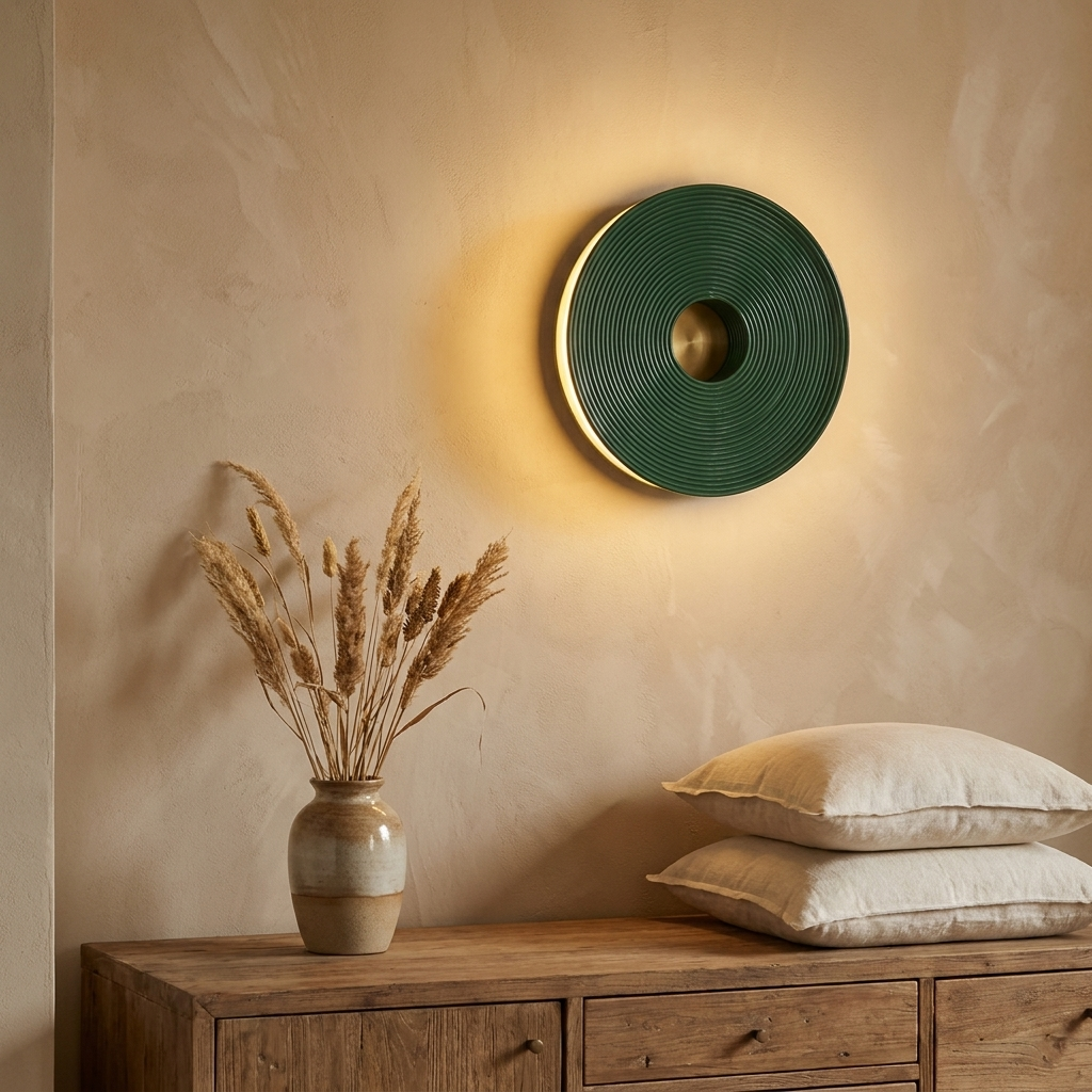 Nordic Wabi-Sabi Wall Lamp - 27cm Green - warm scene