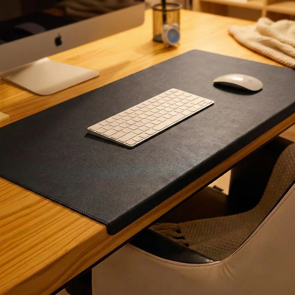 Padded Wrist-Rest Desk Mat - Black
