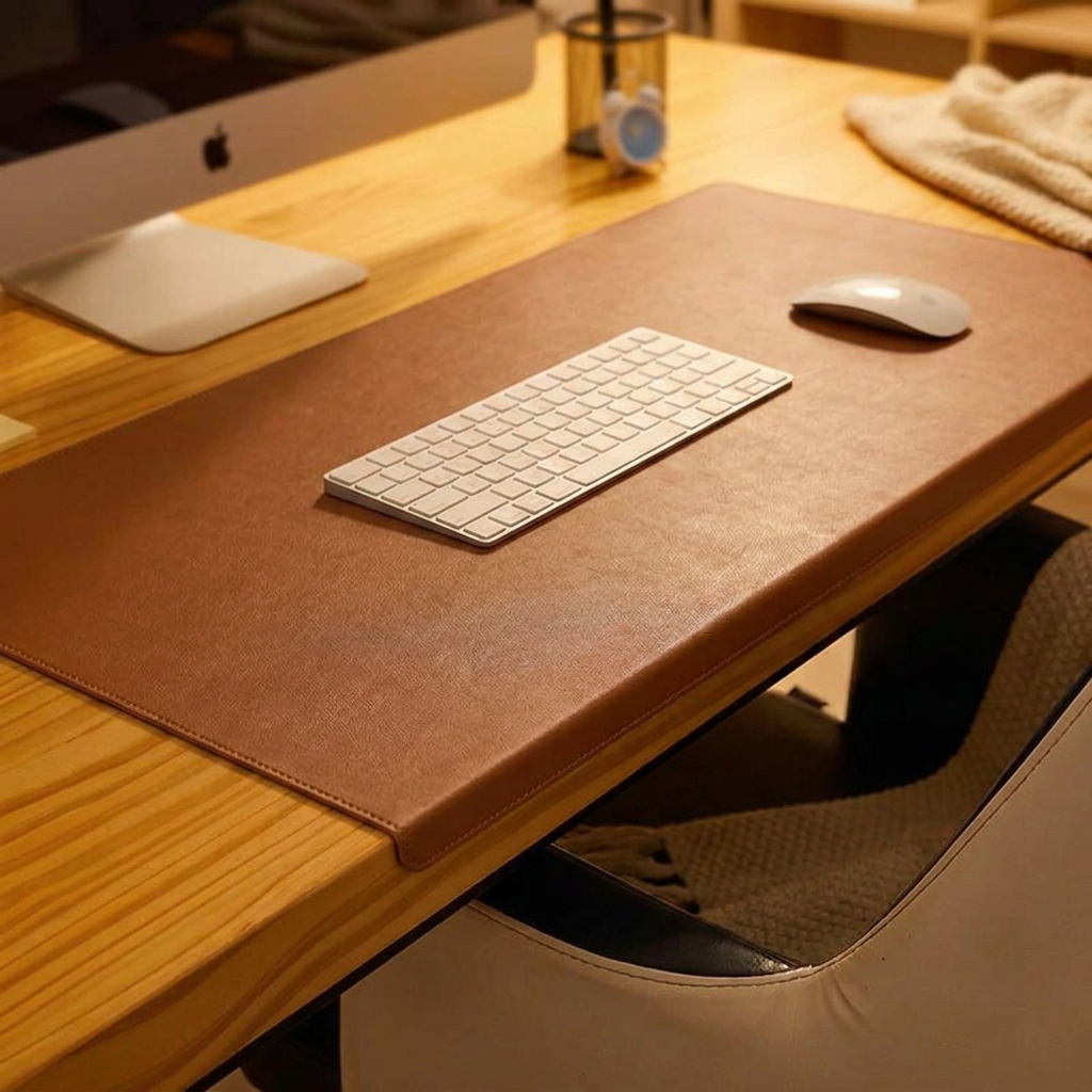 Padded Wrist-Rest Desk Mat - Brown