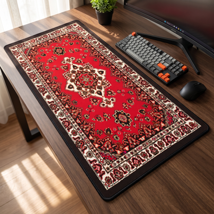Persian Rug Style Mouse Pad Desk Mat Gaming Accessories Non-Slip Stitched Edge