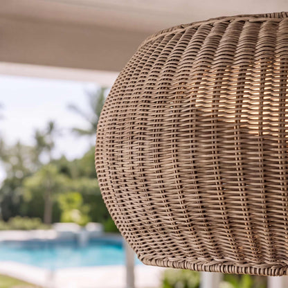 Rattan LED Flush Mount Ceiling Light IP55 Coffee or Beige E27 Semi-Outdoor
