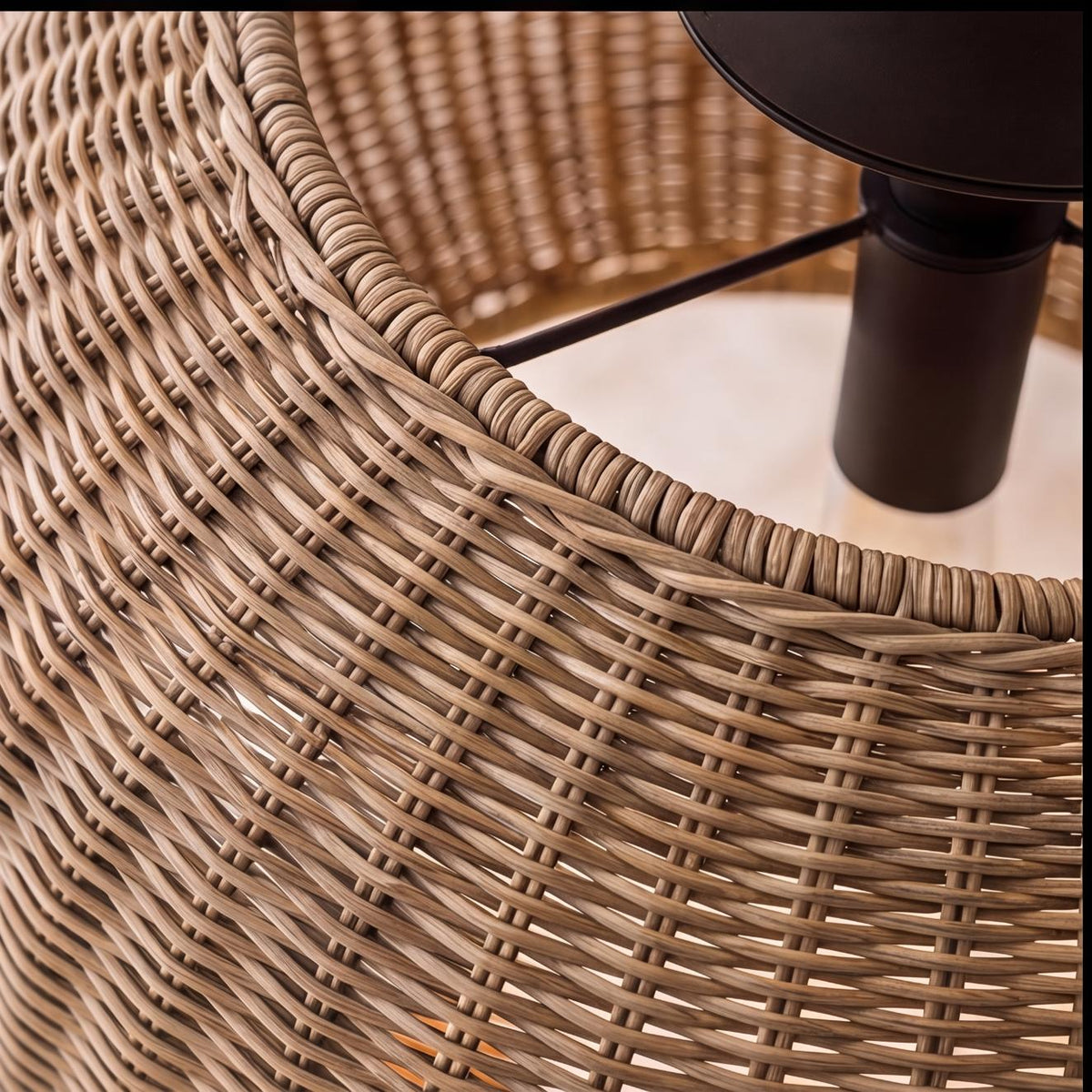 Rattan LED Flush Mount Ceiling Light IP55 Coffee or Beige E27 Semi-Outdoor