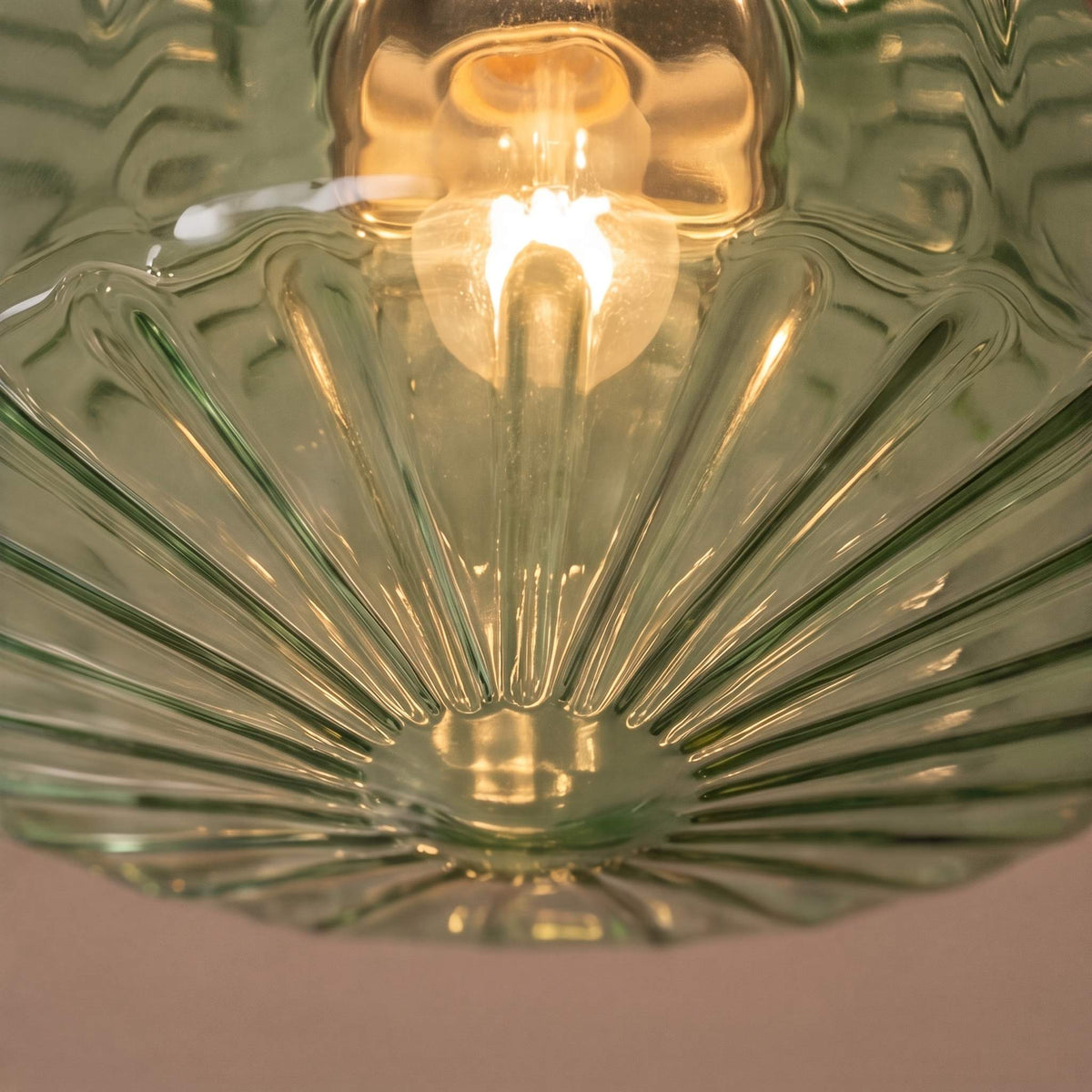 Chrome Corrugated Glass LED Flush Mount Ceiling Light Brown or Green