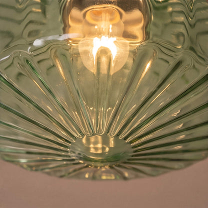 Chrome Corrugated Glass LED Flush Mount Ceiling Light Brown or Green