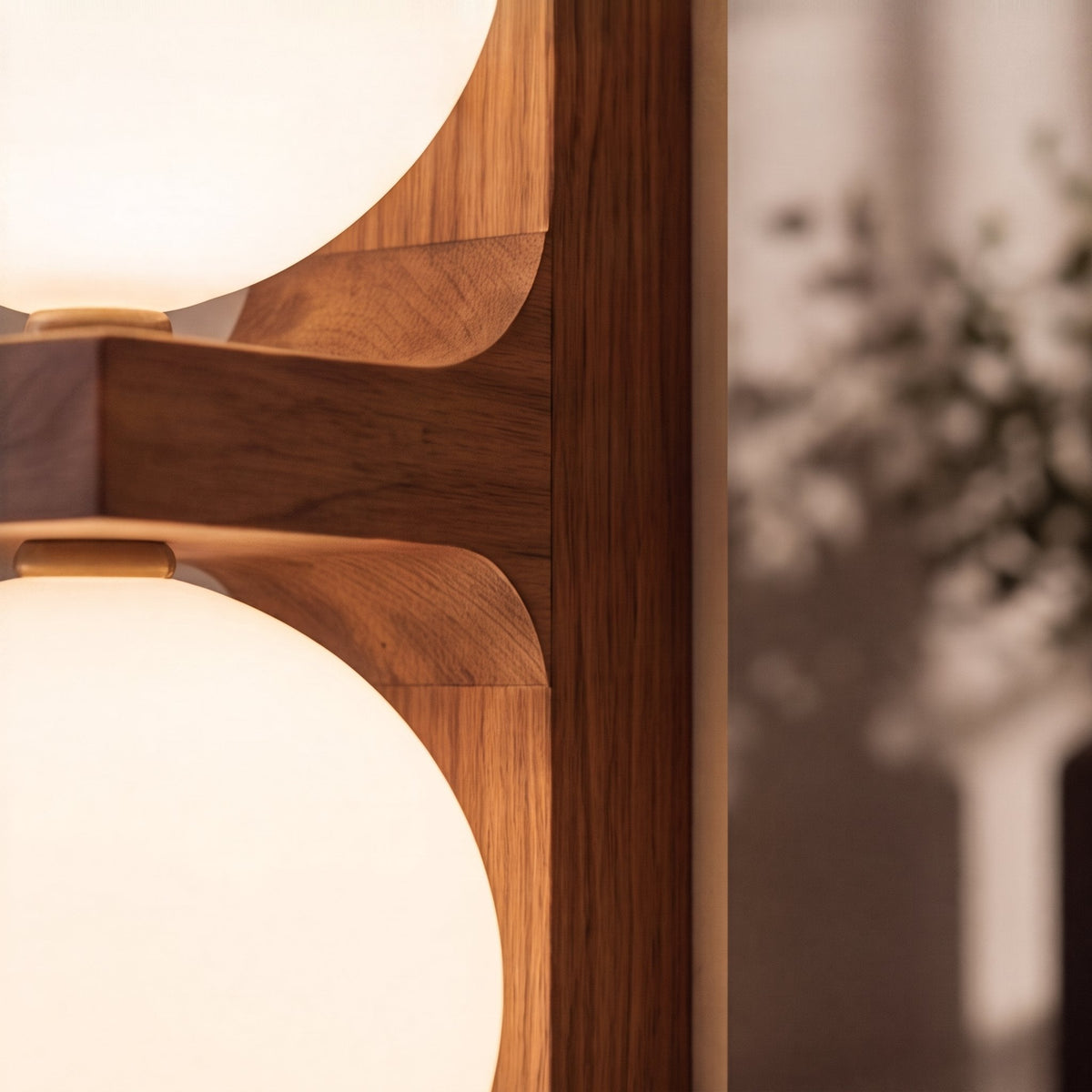 Walnut Wood Wall Light Glass Shade Wall Mounted LED