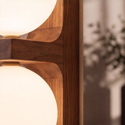 Walnut Wood Wall Light Glass Shade Wall Mounted LED