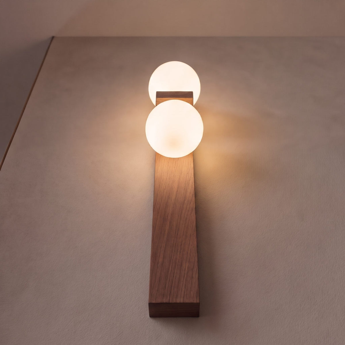 Walnut Wood Wall Light Glass Shade Wall Mounted LED