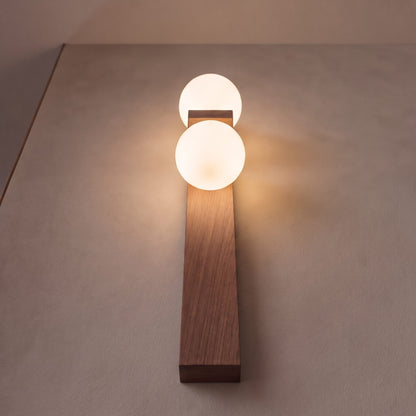 Walnut Wood Wall Light Glass Shade Wall Mounted LED