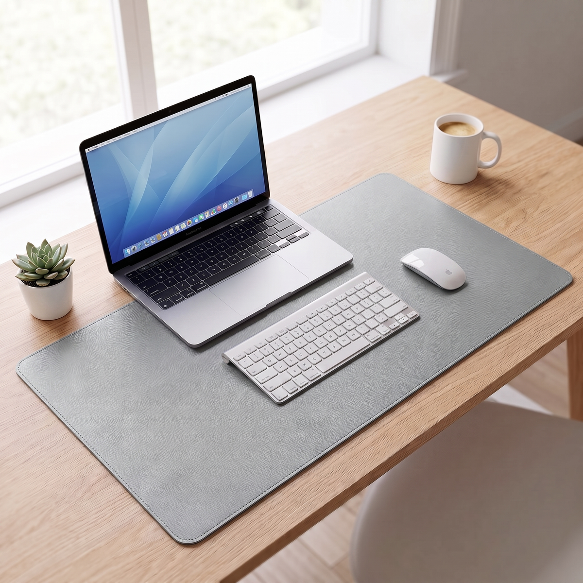 Light Gray — PU Leather Desk Mat