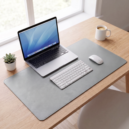 Light Gray — PU Leather Desk Mat