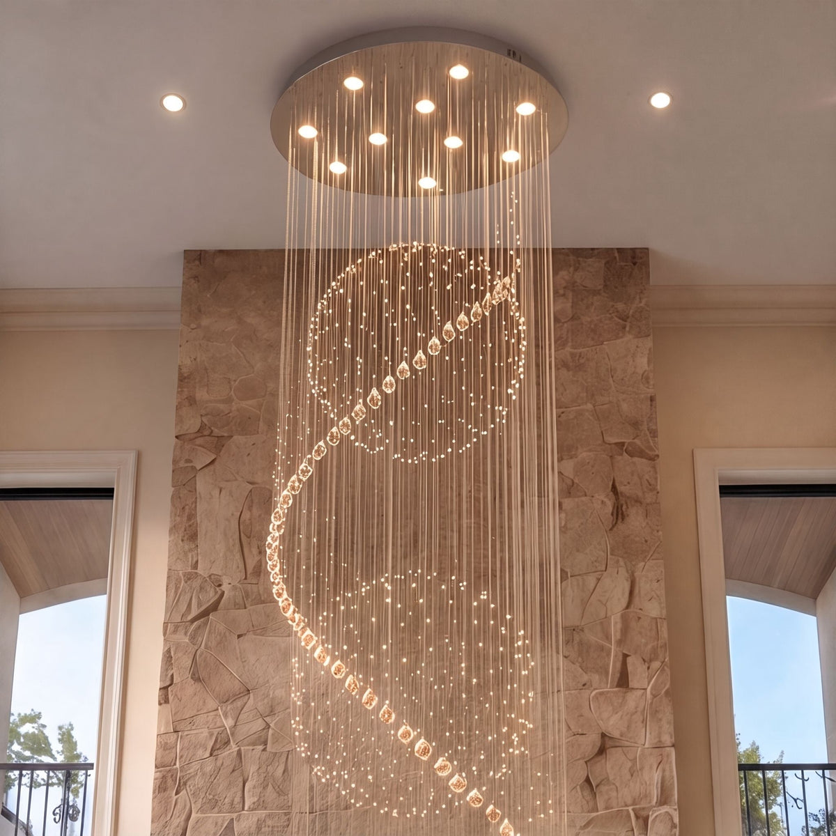 Spiral Three-Sphere K9 Crystal Chandelier LED
