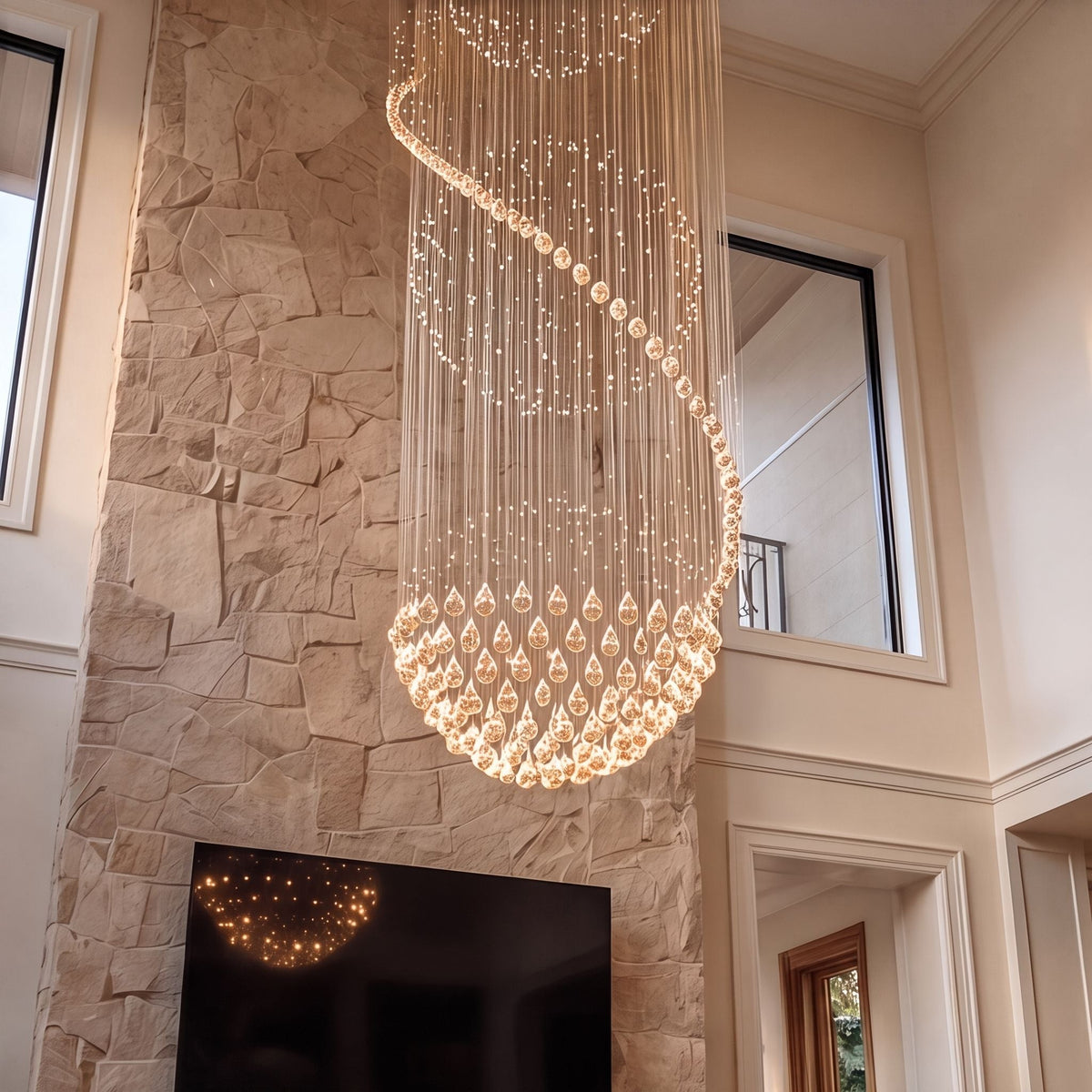 Spiral Three-Sphere K9 Crystal Chandelier LED