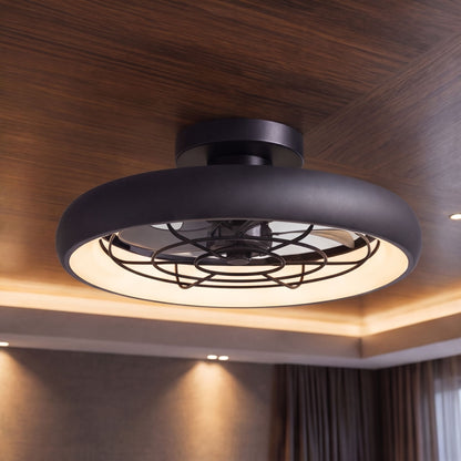 Clear Acrylic Blade Black Ceiling Fan with LED Light Strips 47 cm DC App Control