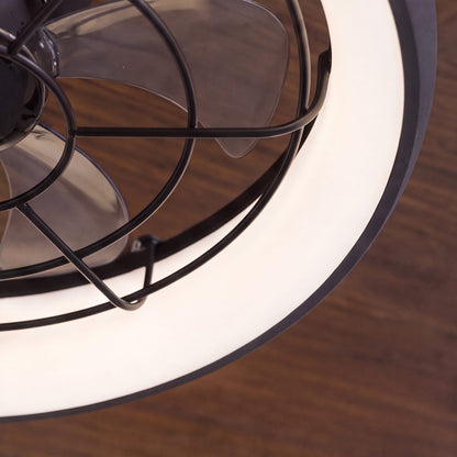 Clear Acrylic Blade Black Ceiling Fan with LED Light Strips 47 cm DC App Control