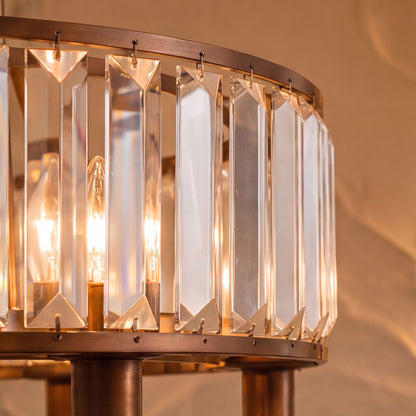 Round Crystal Chandelier Adjustable Metal LED