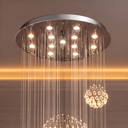 Spiral Crystal Chandelier Chrome Adjustable LED
