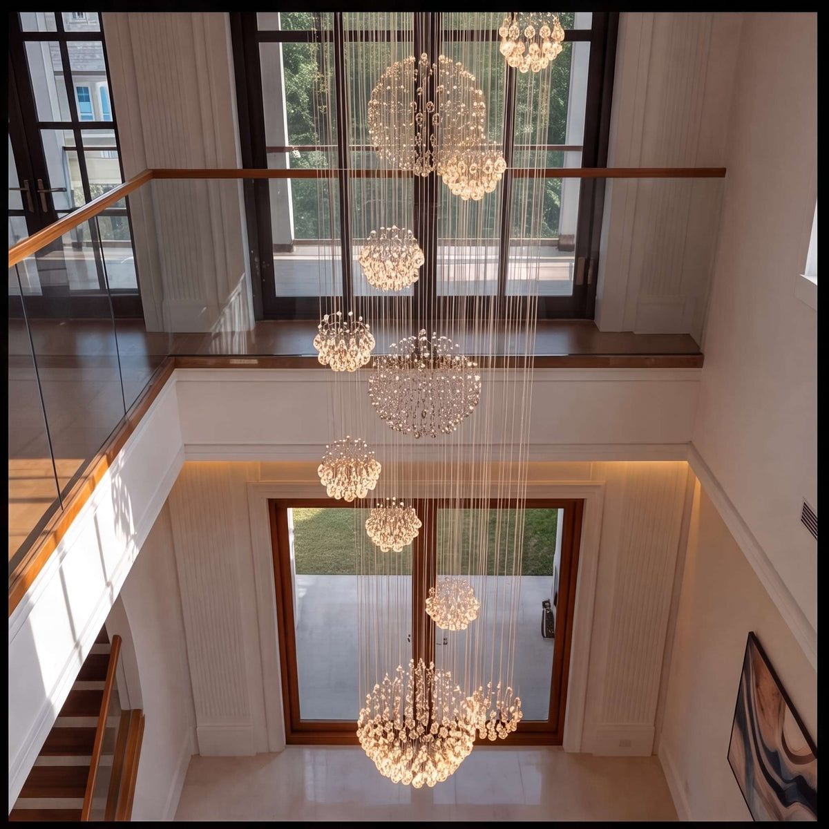 Spiral Crystal Chandelier Chrome Adjustable LED