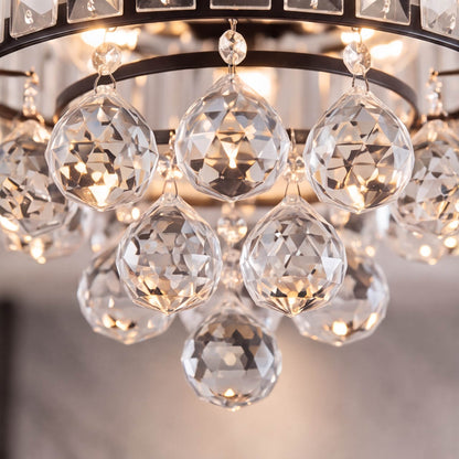 Crystal Chandelier Ceiling Fan with Lights Black or Chrome 132 cm 6 Speed