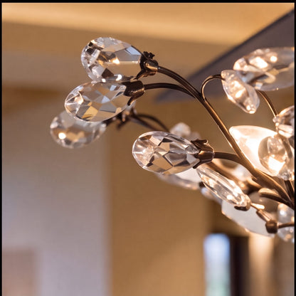Black Crystal Chandelier Ceiling Fan with Lights 5 Blade 132 cm Reversible