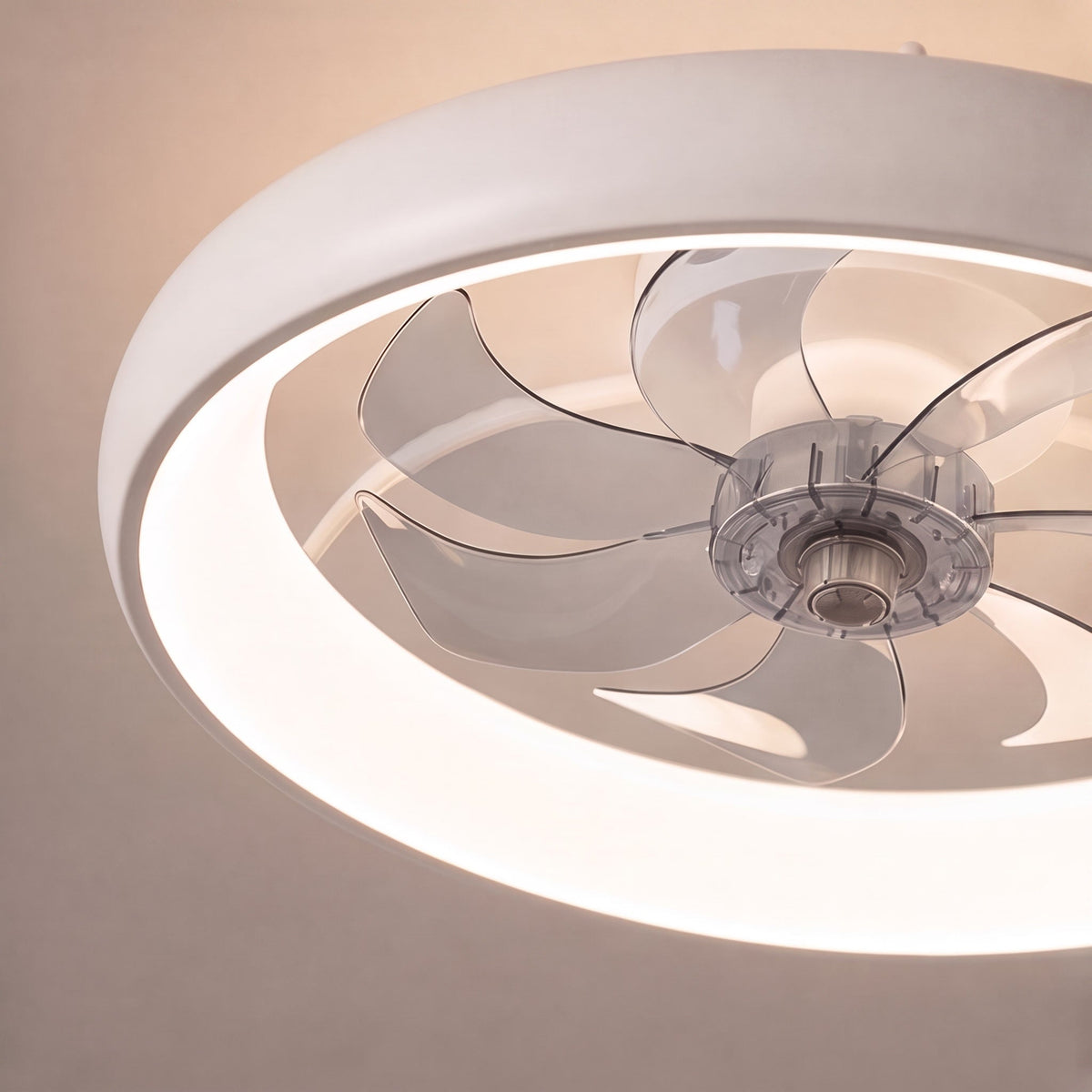 Clear Acrylic Blade 50 cm Ceiling Fan with Dimmable Tri-Colour LED DC Motor
