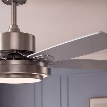 Nickel & Oak Wood Blade DC Ceiling Fan with Light Six Blades 107 or 132 cm