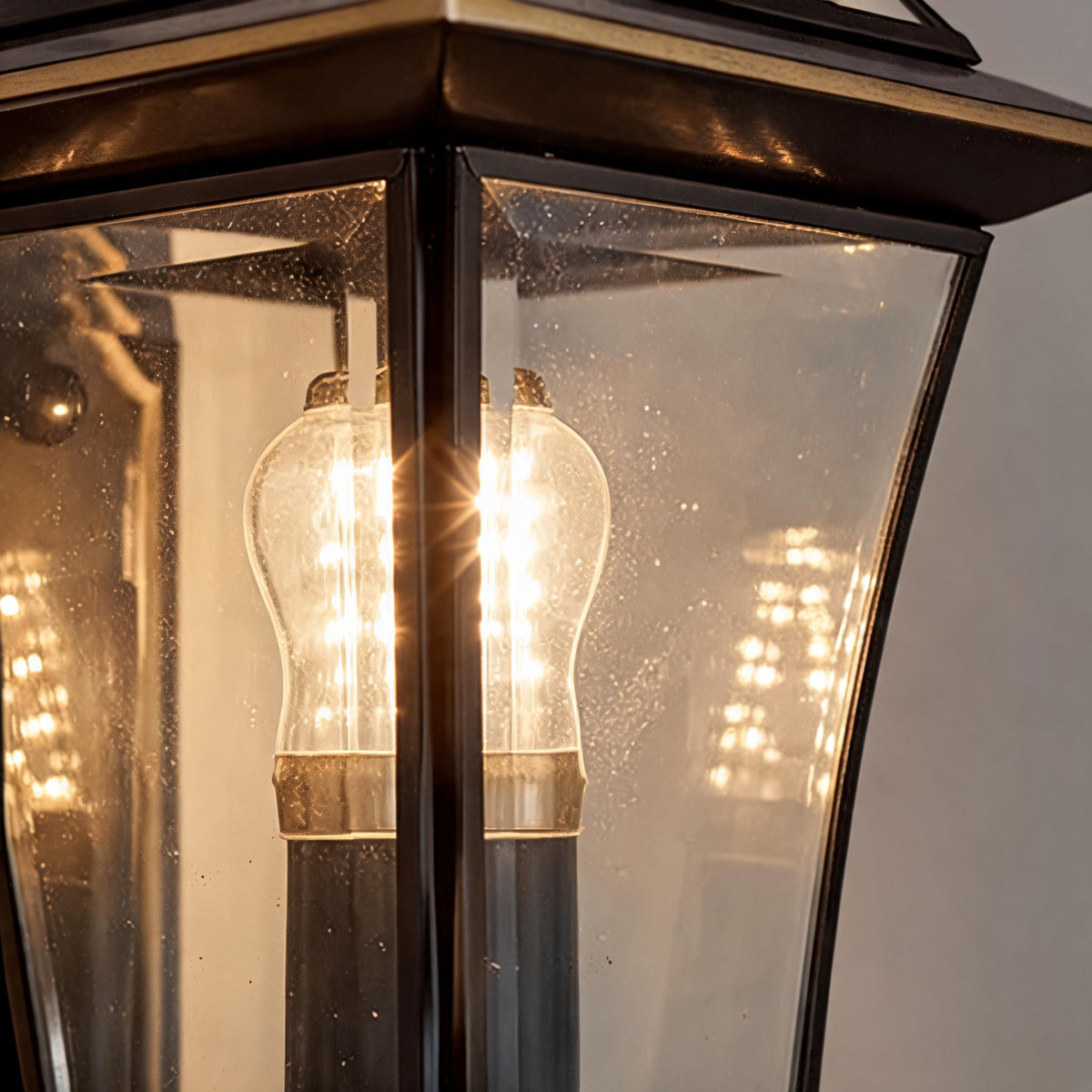 Modern Outdoor Wall Light Waterproof IP65 Brass Clear Glass Hardwired Garden Lantern