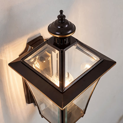 Modern Outdoor Wall Light Waterproof IP65 Brass Clear Glass Hardwired Garden Lantern