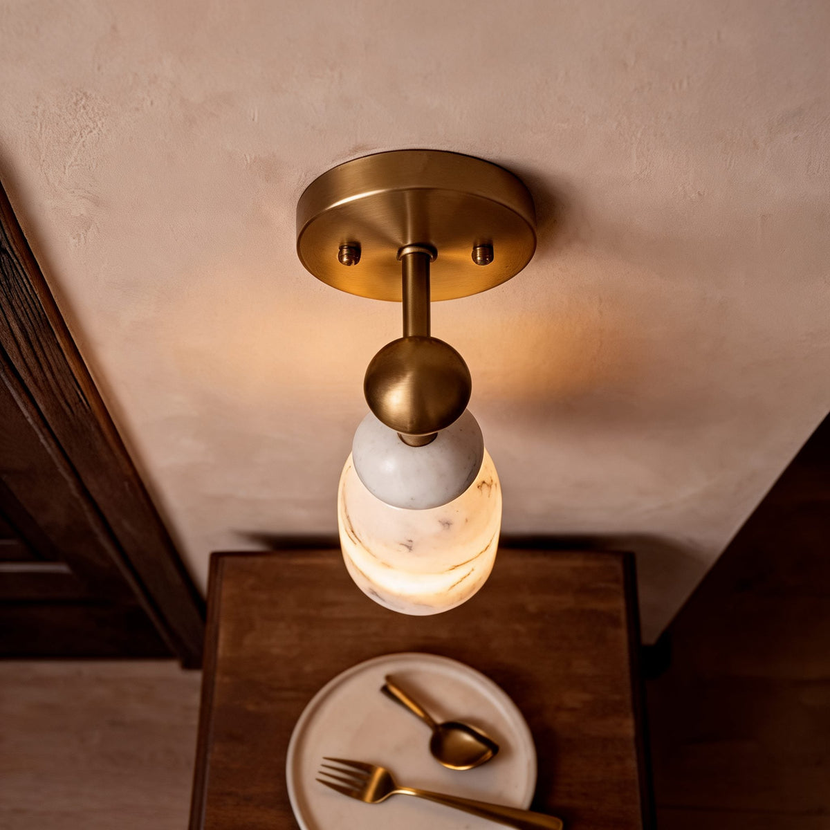 Alabaster & Dark Marble Wall Sconce LED Warm Light