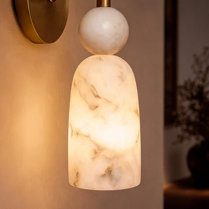 Alabaster & Dark Marble Wall Sconce LED Warm Light