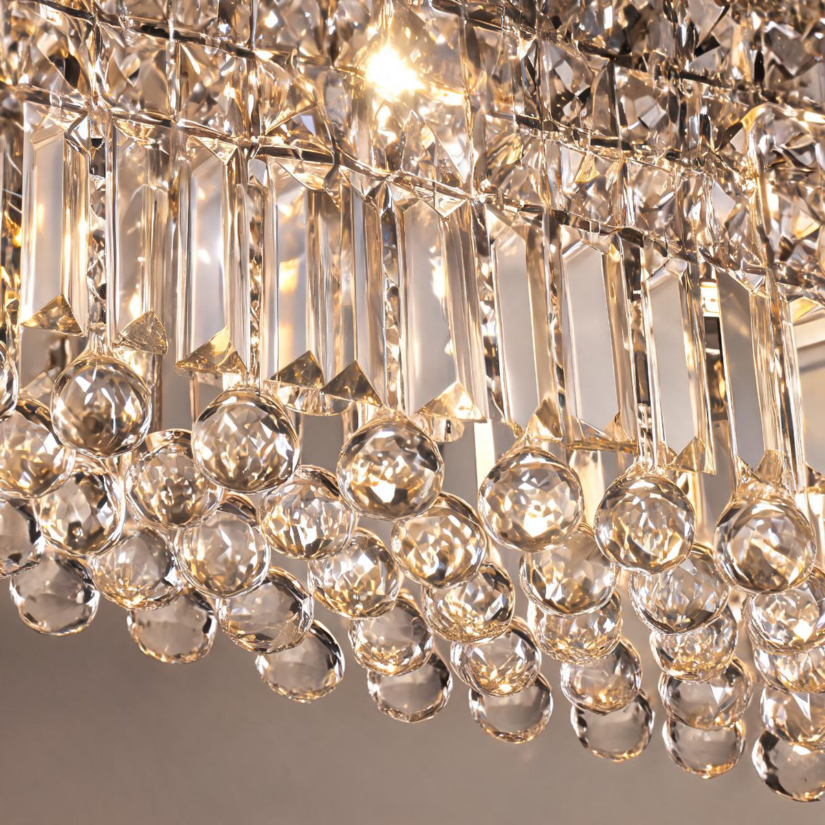 Rectangular K9 Crystal Chandelier Steel 6-10 Light LED
