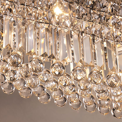 Rectangular K9 Crystal Chandelier Steel 6-10 Light LED