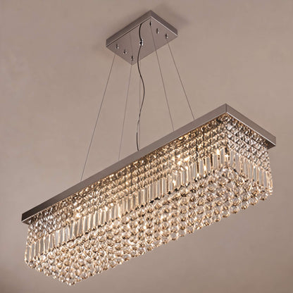 Rectangular K9 Crystal Chandelier Steel 6-10 Light LED