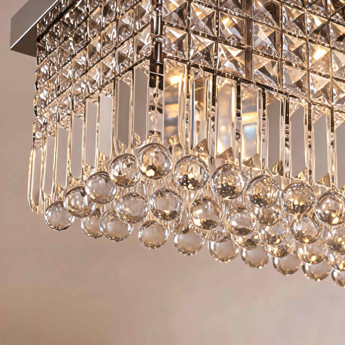 Rectangular K9 Crystal Chandelier Steel 6-10 Light LED