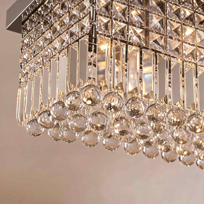 Rectangular K9 Crystal Chandelier Steel 6-10 Light LED