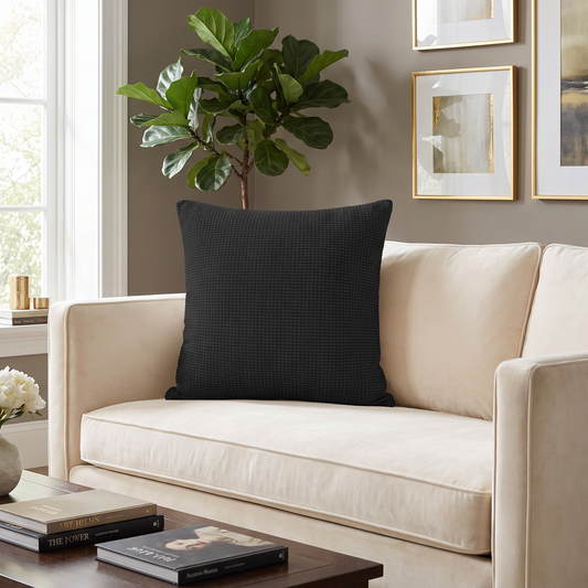 Solid colour jacquard pillow cover - image 1