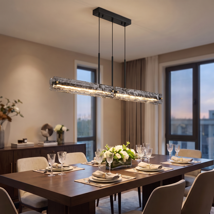 Linear Glass Pendant Light Rectangular Kitchen Island